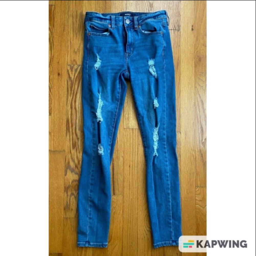 Aero High Rise Jegging Size 2 Reg Destroyed Women's / Junior's Waist: 25"